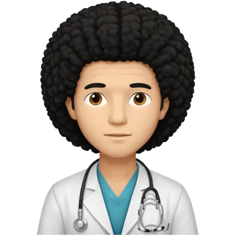 A young male slim doctor with long black afro hair which covered his forehead emoji