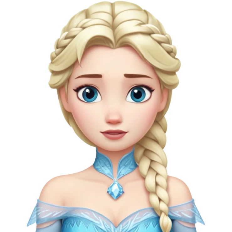 Elsa from Frozen with blonde braid, ice queen, chest up portrait emoji