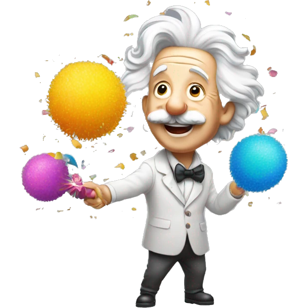 happy albert einstein shooting colorful confetti popper emoji
