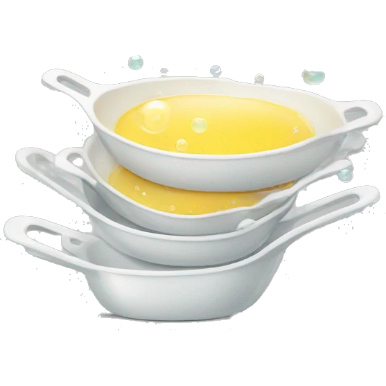 clean stack of dishes with bubbles emoji