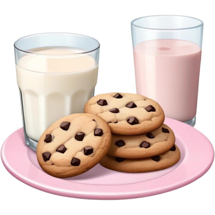 Pastel pink plate of cookies and glass of milk emoji