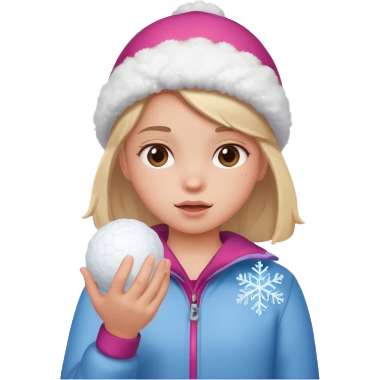 kid girl with sweated holding snowball emoji