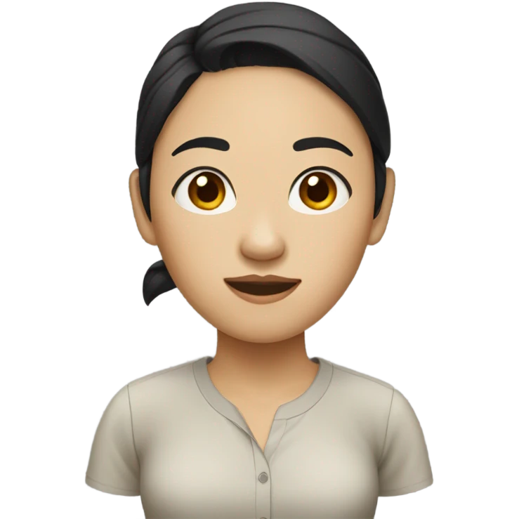 asian woman black hair, casual shirt emoji