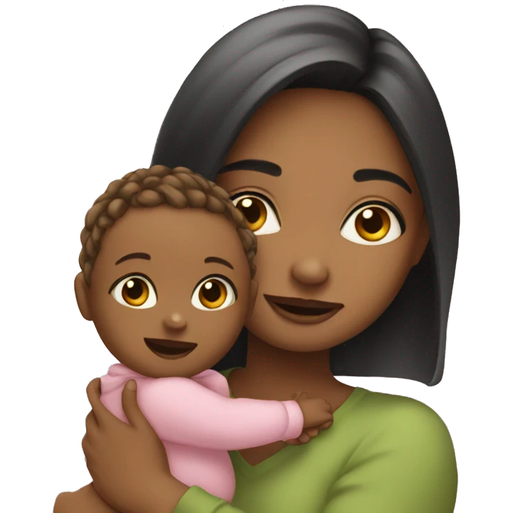 Girl with a cute baby emoji