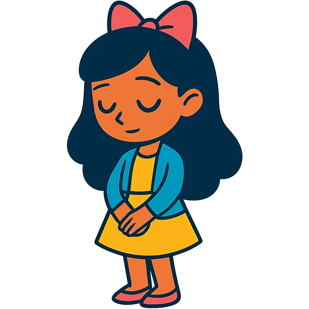 demure girl in vibrant toon style emoji