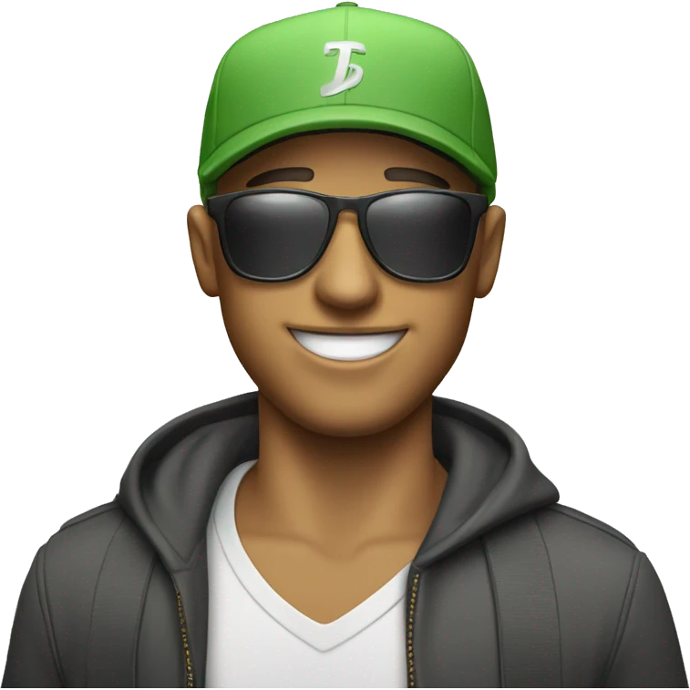 Smiling guy in sunglasses with a ball cap on emoji