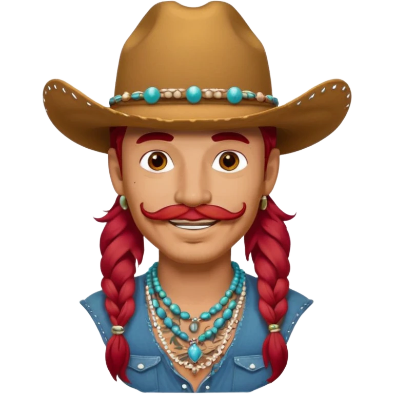 mustached cowboys bead and long red hair with tattoos on face  emoji