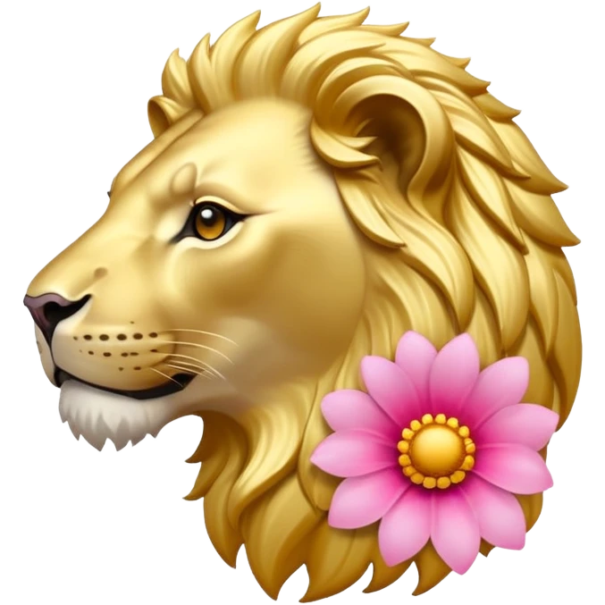 Löwe mit Pinke Blume auf dem Kopf  emoji