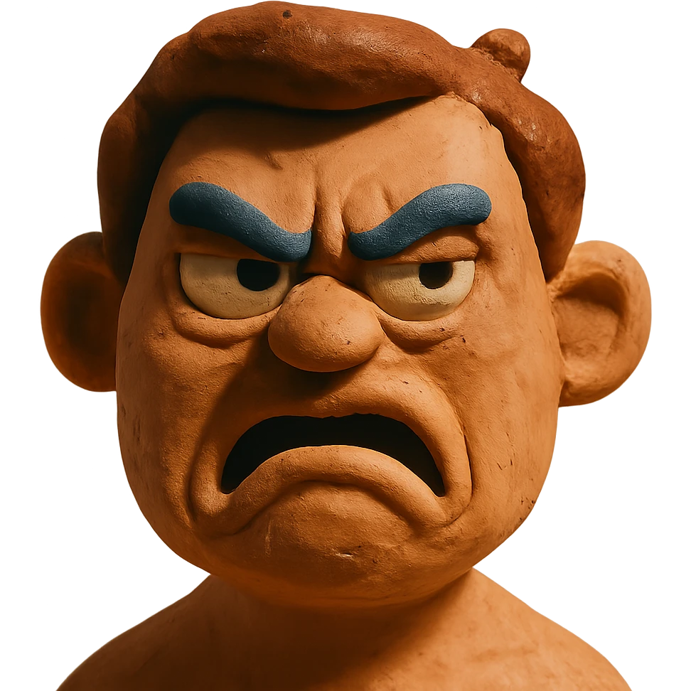 claymation style pissed and disgusted face emoji