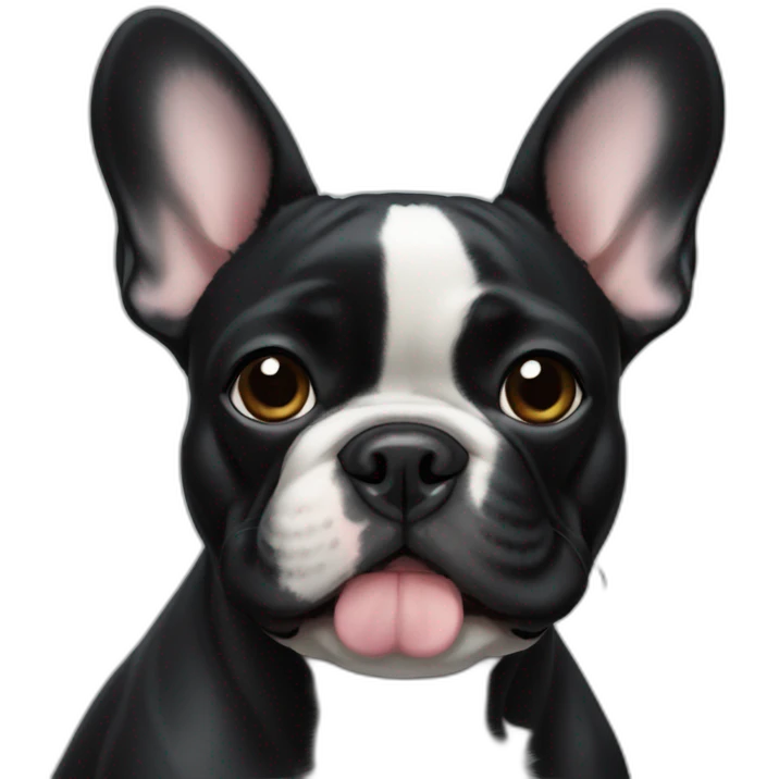 Black French bulldog with a little bit of white in his neck emoji