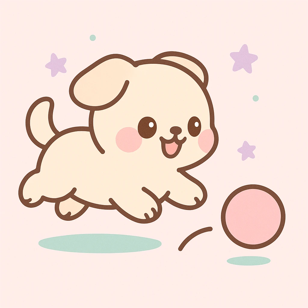 happy dog running after ball emoji