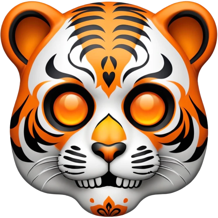 skeleton tiger face with Day of the Dead sugar skull decoration for Twitch emote emoji