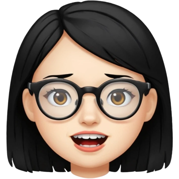 못생긴 여자 아이덧니도 있음 안경씀 검은색머리 비듬 단발아님 emoji