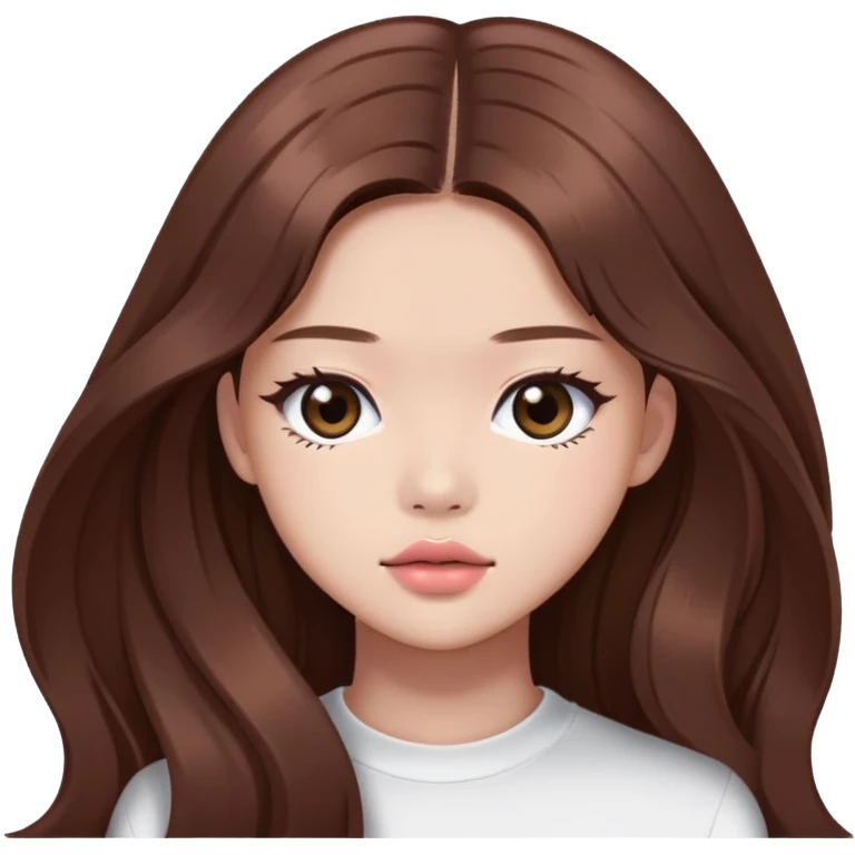 Jennie from BLACKPINK with long brown hair emoji
