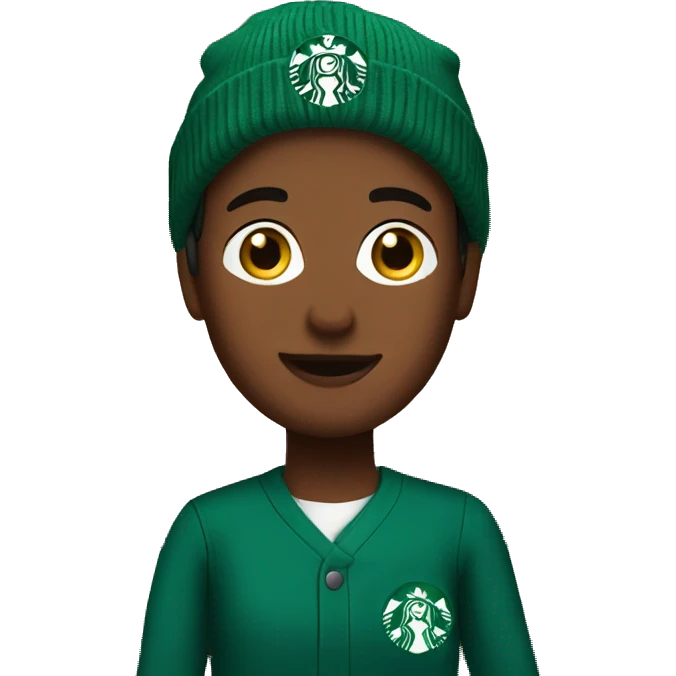 Starbucks barista wearing a beanie emoji