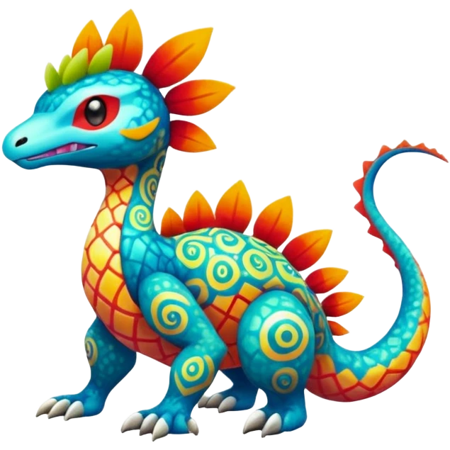 Colorful Exotic Pokémon-Fakémon-hybrid-creature (full body) emoji