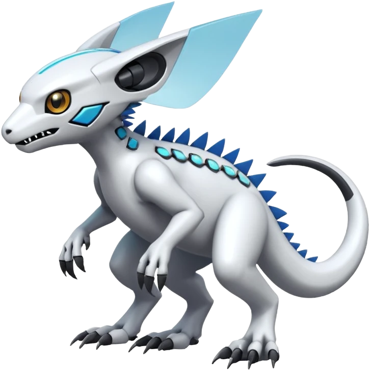  exotic futuristic modern white cyber-Fakémon-Digimon-Trico-creature emoji