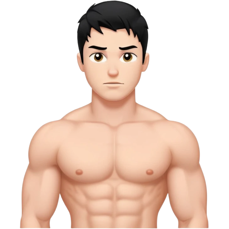 young white man with black hair, muscular, shirtless with nipple piercings emoji