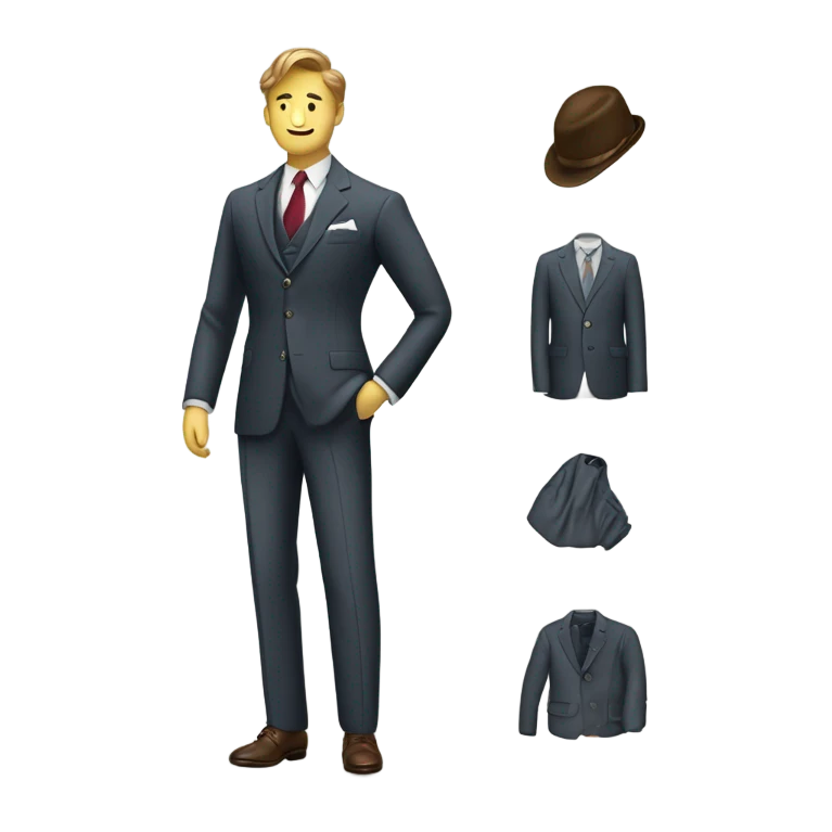 a classy haberdasher sewing a suit emoji