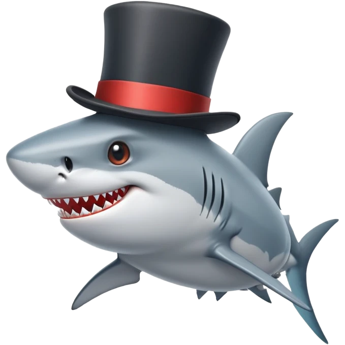 Shark with a top hat emoji