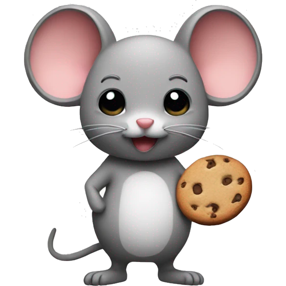 Make a mouse holding a cookie emoji