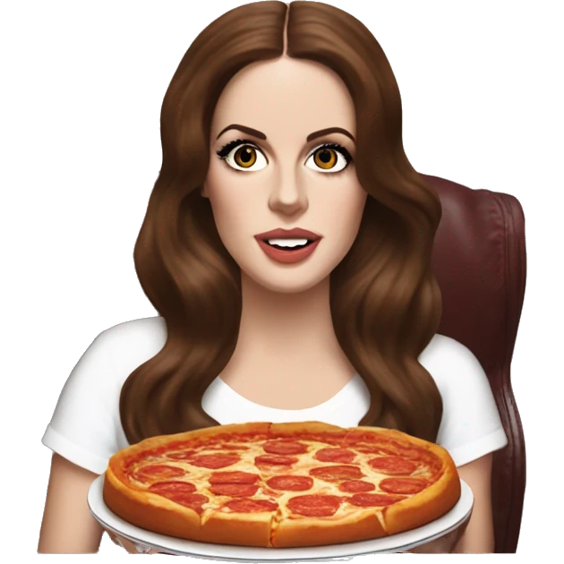 Lana del Rey eating Chicago deep dish pizza emoji