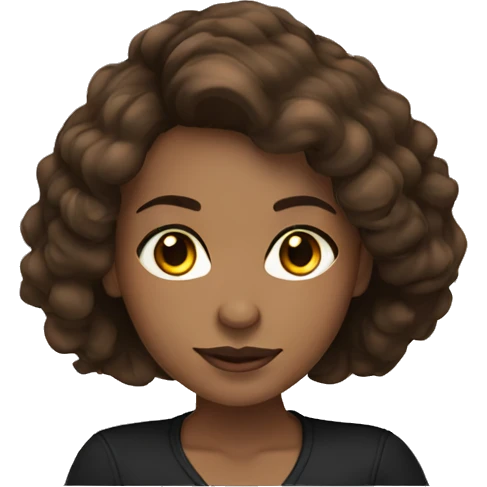 woman light skin long dark brown hair with laptop, brown eyes, black long sleeve  emoji