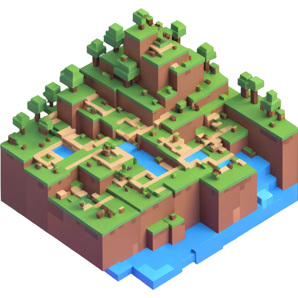 Minecraft-inspired blocky world emoji