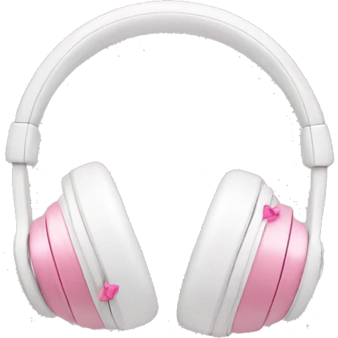 White headphones with silk pink bows on the side emoji