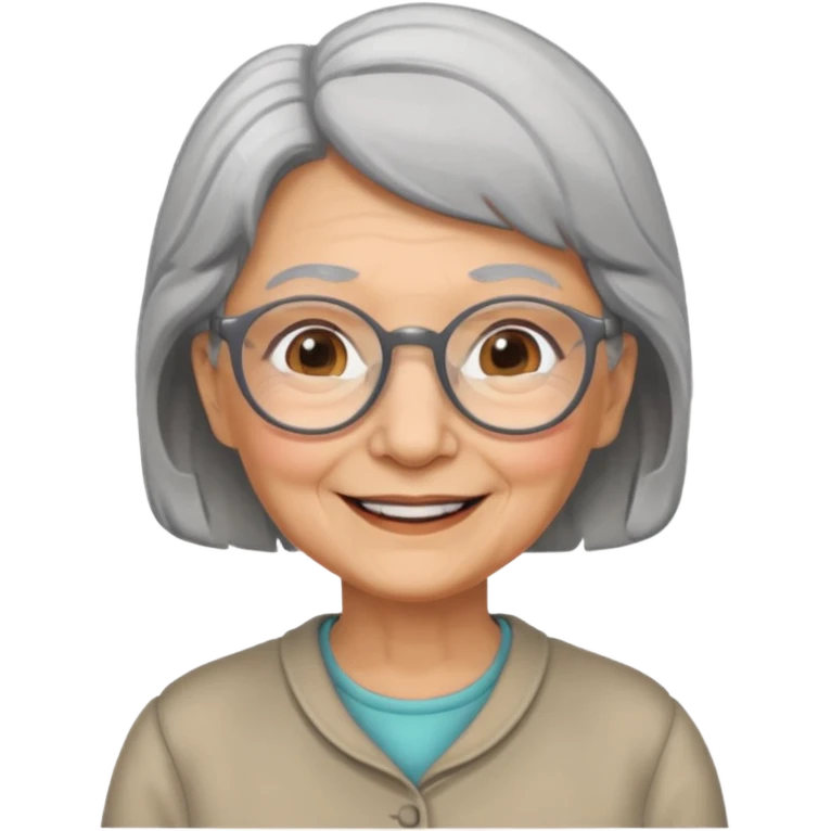 grandmother with glasses and gray hair, grizzle emoji