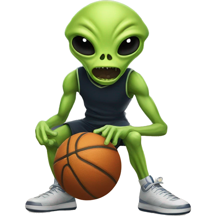 Alien playing basketball emoji