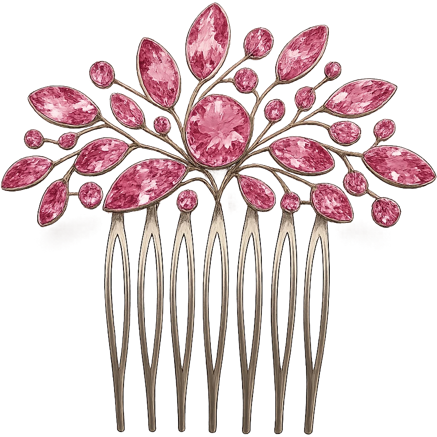 pink jeweled hair comb, elegant and modern emoji
