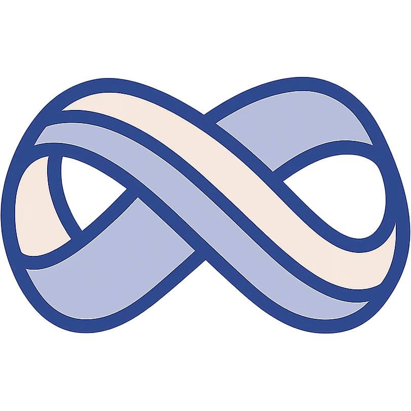 Mobius strip made of a ribbon, flat color, minimal style, clean lines emoji