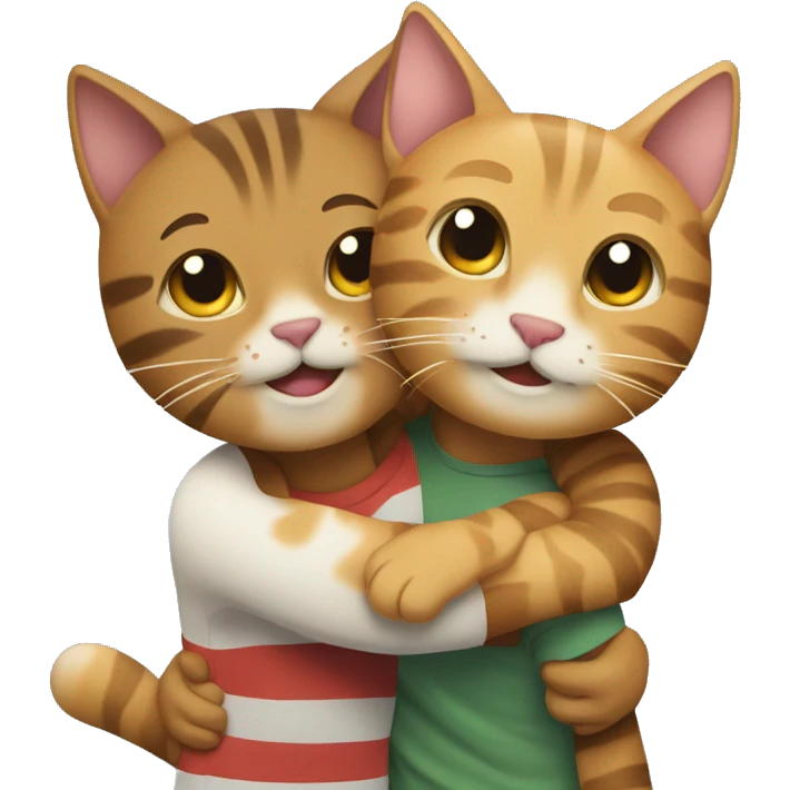 Tabby cat and gay couple hugs emoji