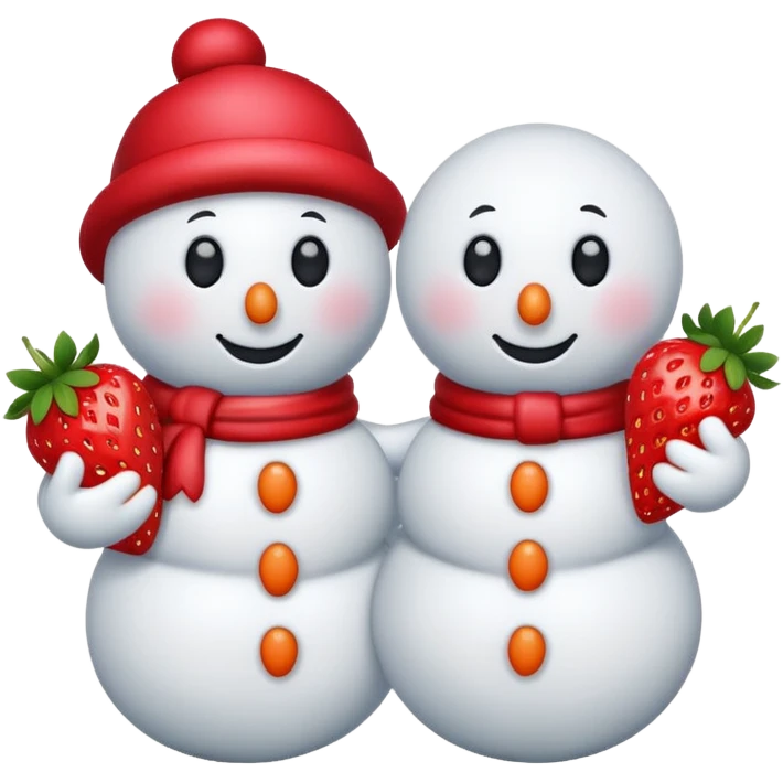 snowmen holding strawberry emoji