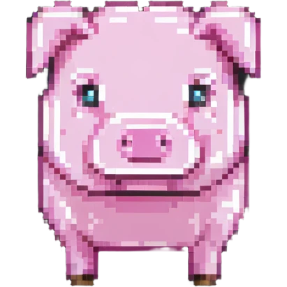 Minecraft pig, full body, pink blocky animal with square head and square body emoji