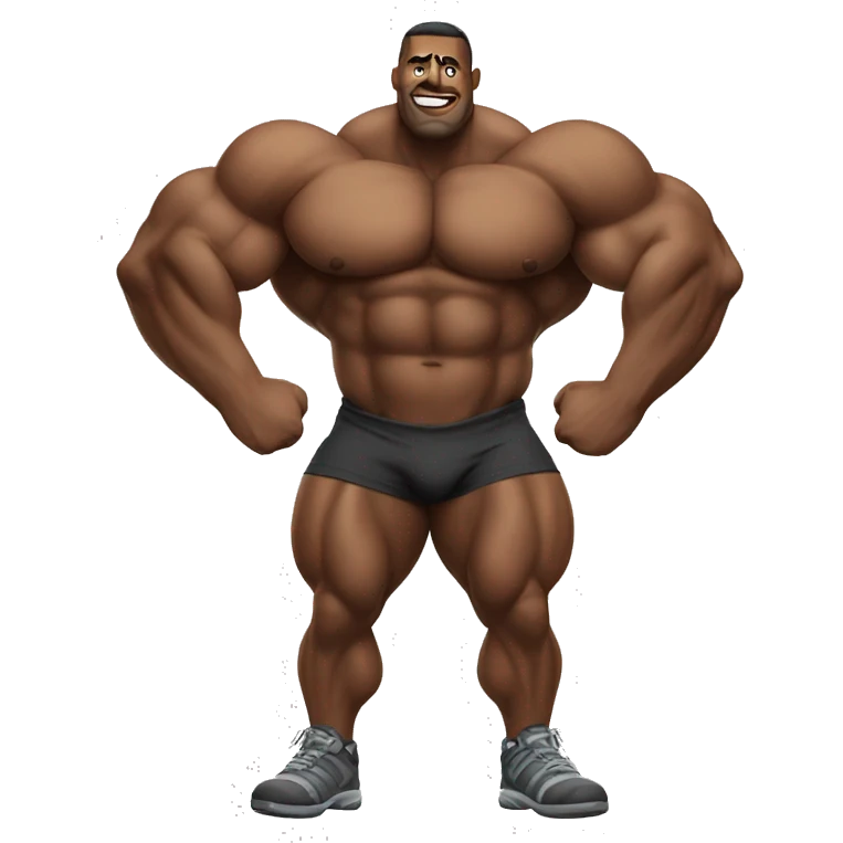 huge bodybuilder showing calves emoji