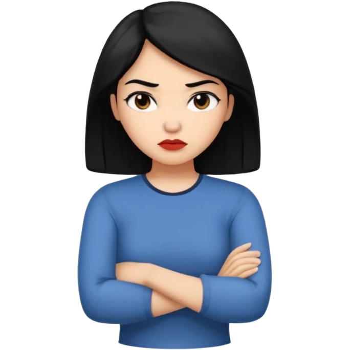 pouty arms crossed emoji woman with black hair emoji