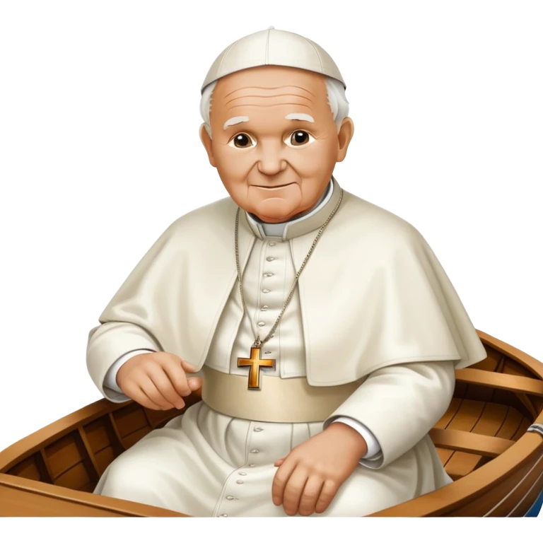 Pope John Paul II sitting on a boat emoji