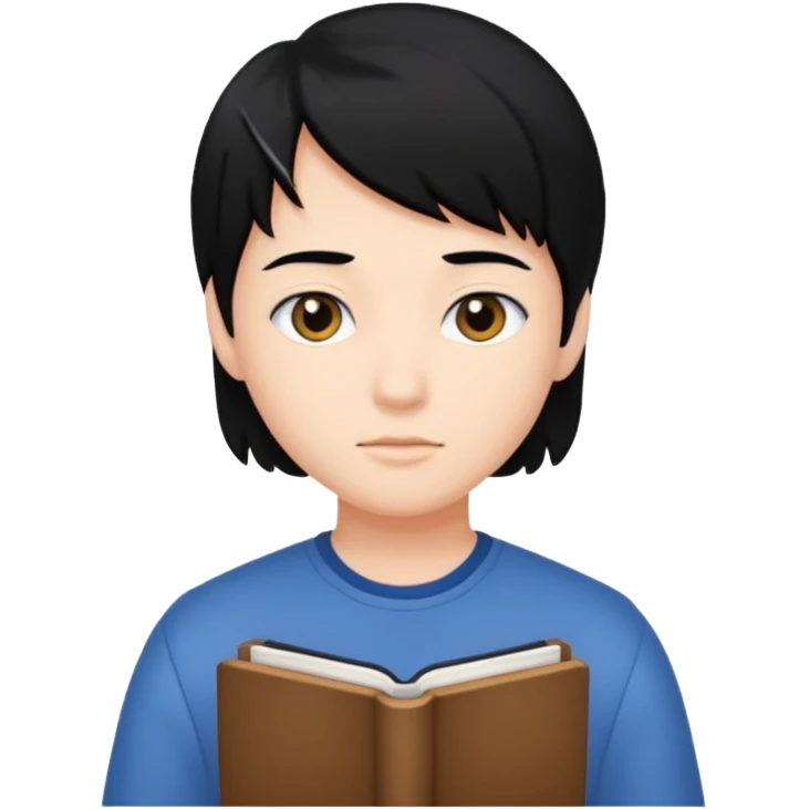 ESTUDIANTE CON CABELLO NEGRO emoji