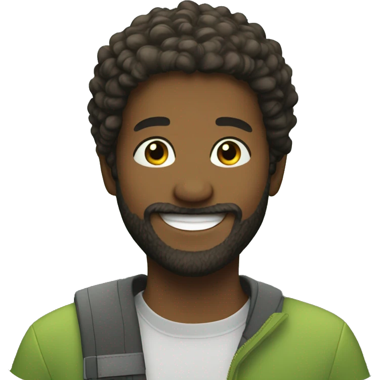 smiling boy outdoors with beard emoji
