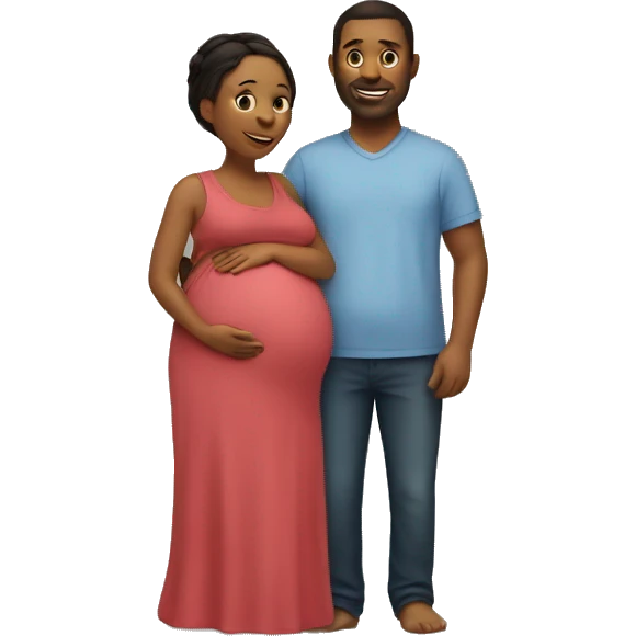 A pregnant woman with her husband  emoji