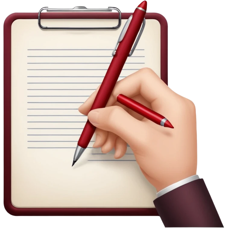 the hand writes with a dark red pen emoji