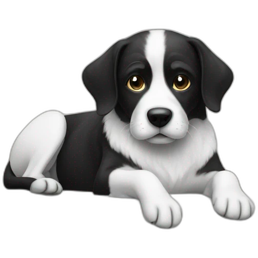 black white dog on couch emoji