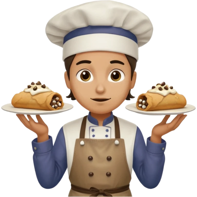 Cringe overworked pastry chef with cannoli emoji
