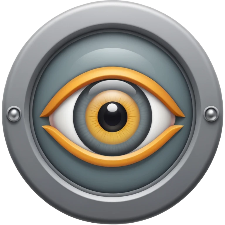 Minimalist emoji-style sticker of a peephole with a realistic eye looking out from inside. Black and gray tones, flat icon, centered eye.
 emoji