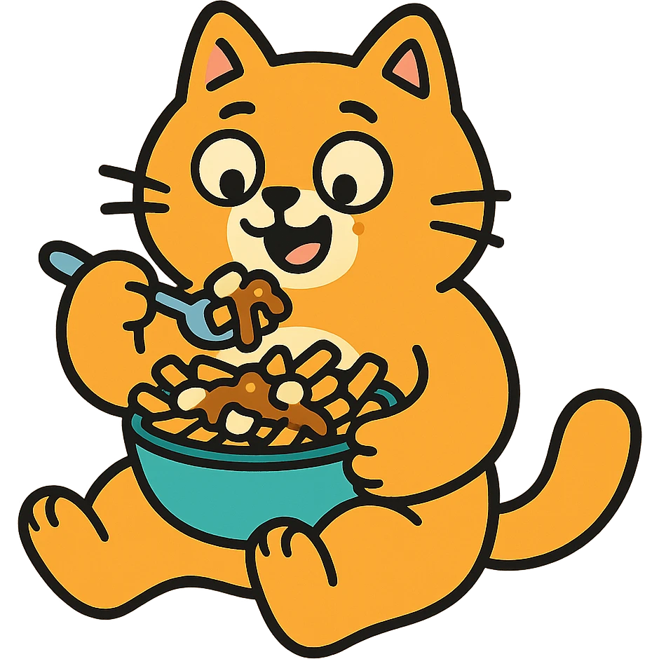 cat eating poutine emoji