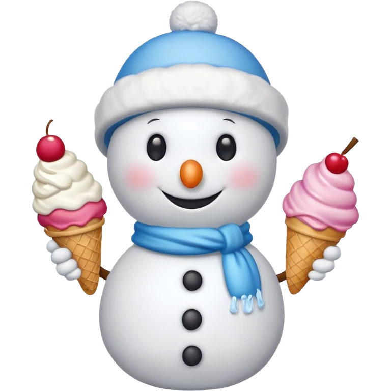 snowmen wearing cap with ice cream emoji