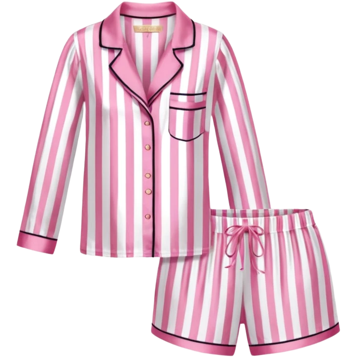 Striped pink and white silk Victoria’s Secret pajama set emoji