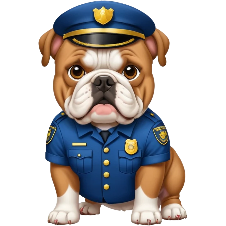 english bulldog wearing a security uniform emoji